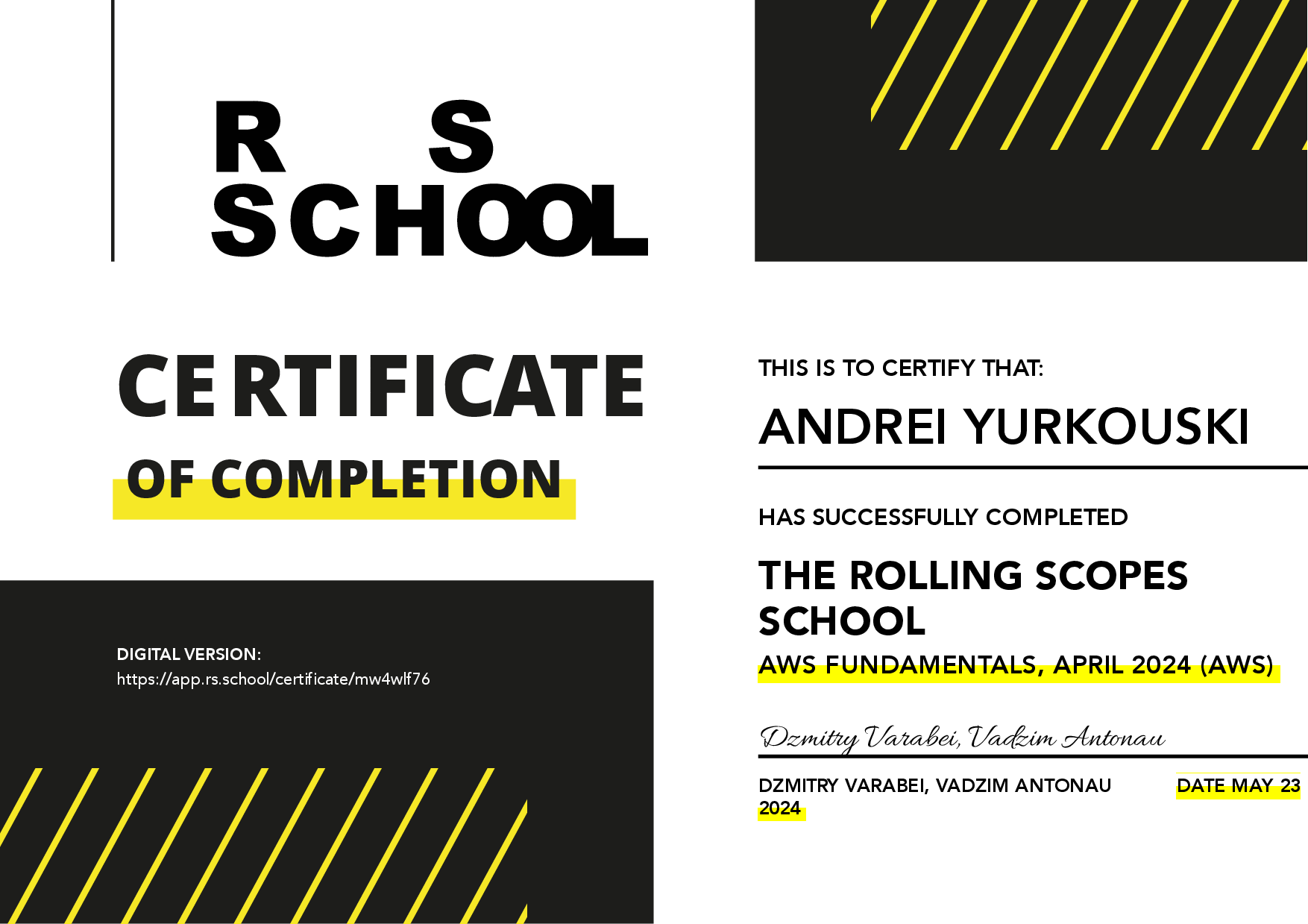 2024: The Rolling Scopes, AWS Fundamentals