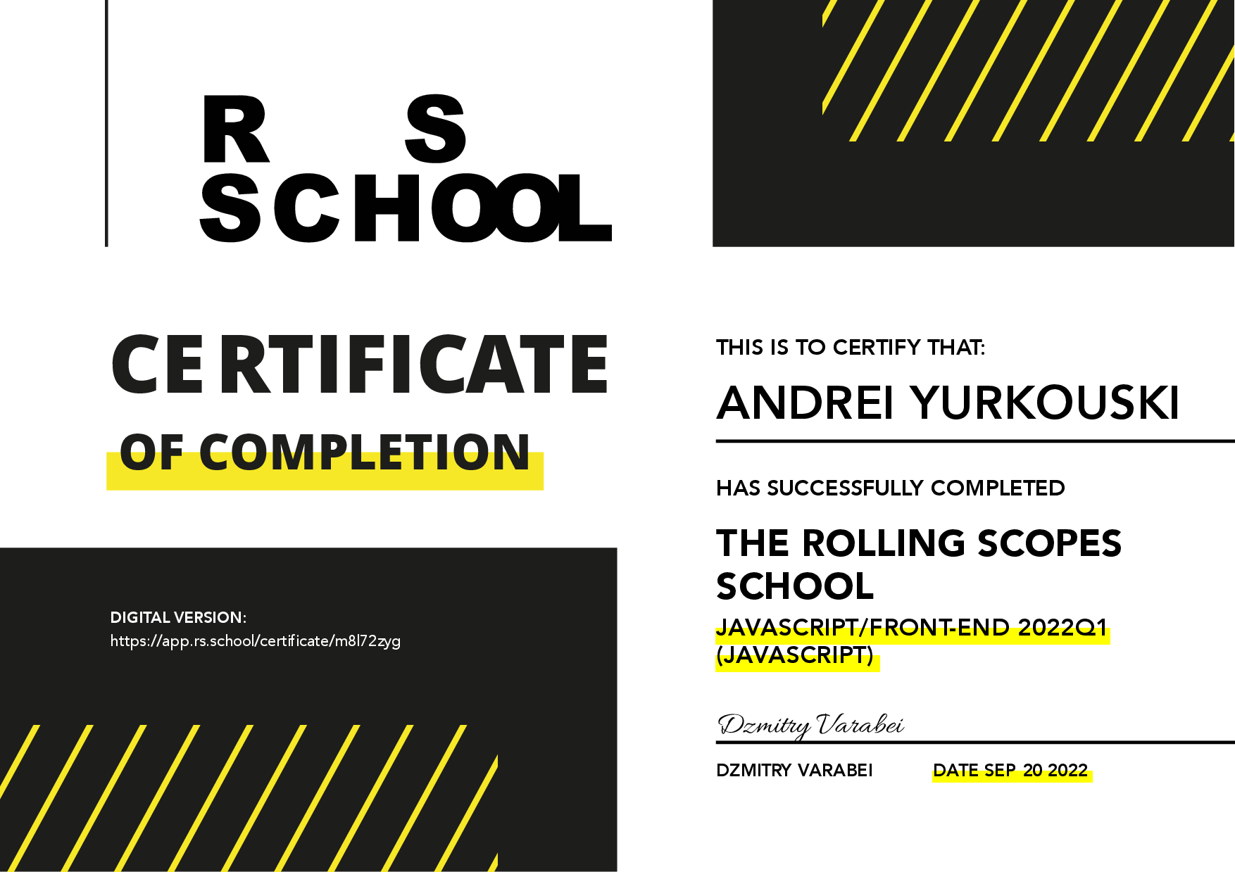 2022: The Rolling Scopes, JavaScript
